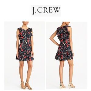 J. Crew Women’s Floral Printed Flutter Sleeveless Multicolor Keyhole Dress XS